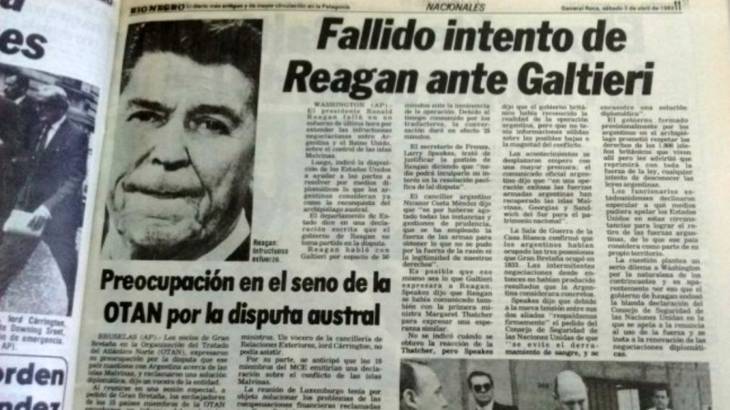 Guerra de Malvinas: la charla de Reagan con Galtieri horas previas al desembarco