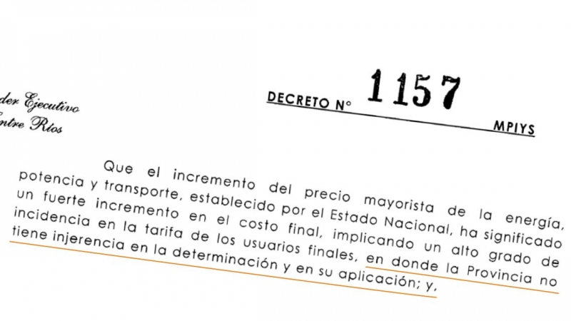 Bordet aclaró en el Decreto que la responsabilidad del tarifazo es de Nación