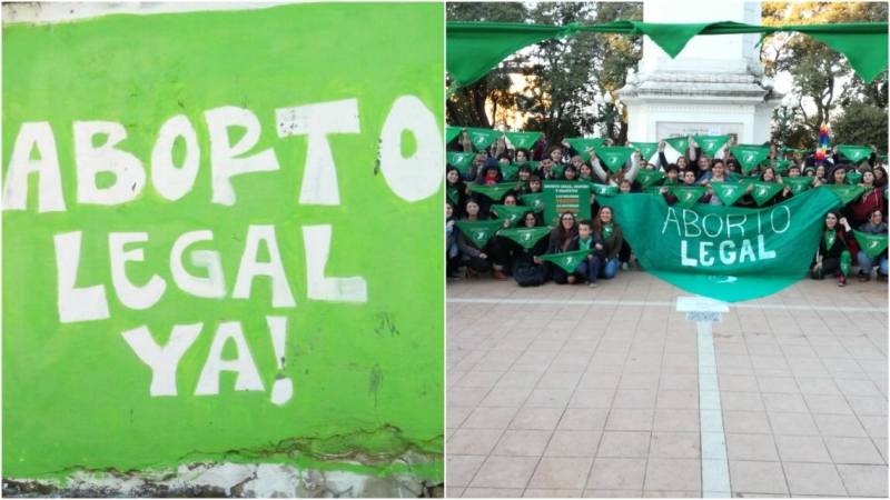 Pañuelazo y pintadas verdes a la espera del Senado