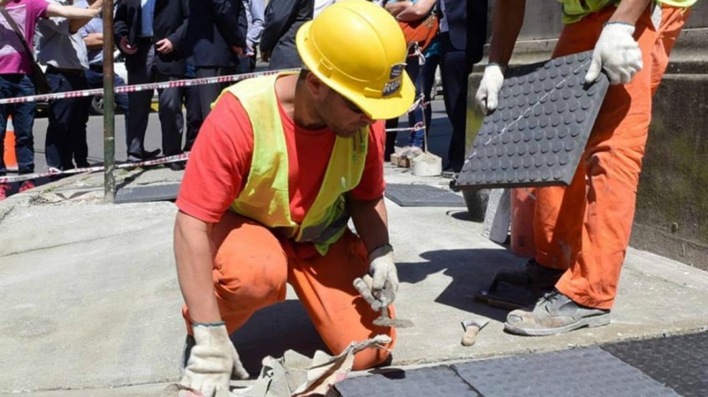 Avanza rápidamente la construcción  de rampas en la calle 9 de Julio