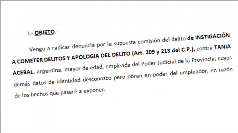 La denuncia contra Acebal implica penas hasta 6 años de prisión