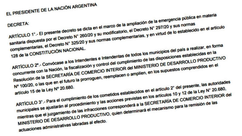 El Gobierno Nacional convocó, por Decreto, a los intendentes para que controlen los Precios Máximos