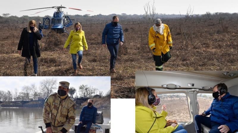 Con los pies en el barro: Bordet recorrió las islas incendiadas