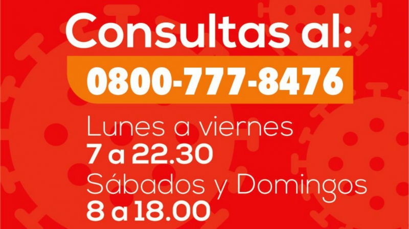 Nuevo horario para las consultas al 0800 por el Coronavirus