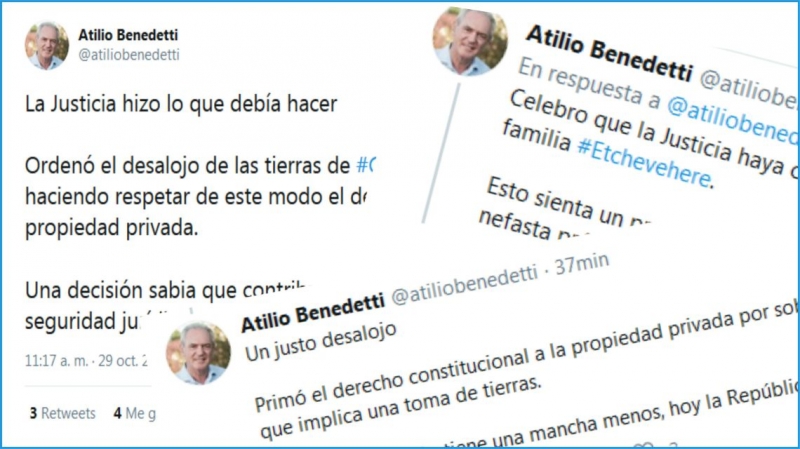 “La justicia hizo lo que tenía que hacer”, dijo Benedetti sobre el caso de los Etchevehere