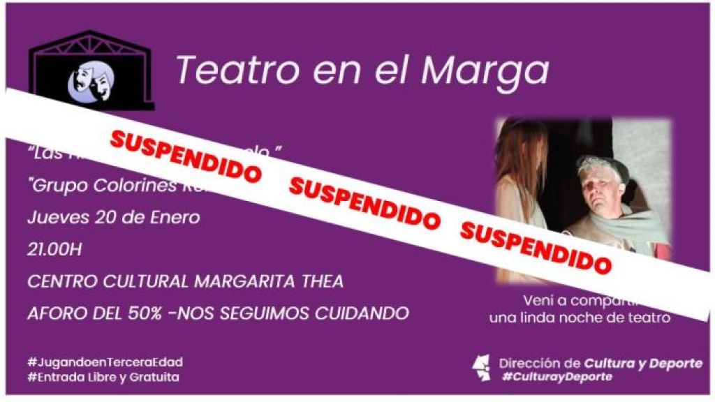 Caseros: Se suspende el teatro en el Margarita Thea