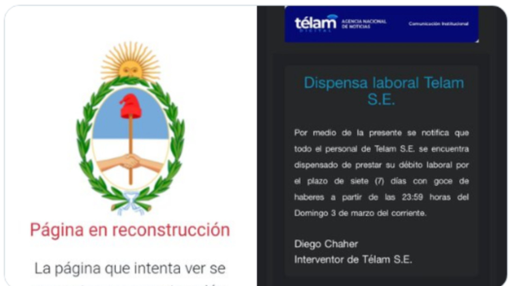 El Gobierno cerró la web de Télam