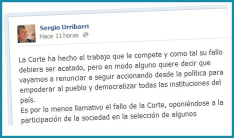 Urribarri sobre el fallo de la Corte: 