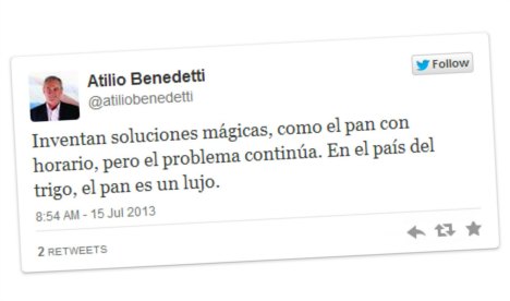 Benedetti repite el discurso Clarín sobre el pan a $10 hasta las 10, pero La Nación lo desmiente