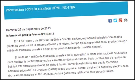 Argentina rechazará que UPM (ex Botnia) aumente su producción