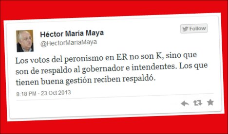 Para Maya los votos de Urribarri se debieron a su buena gestión y no por el Kirchnerismo