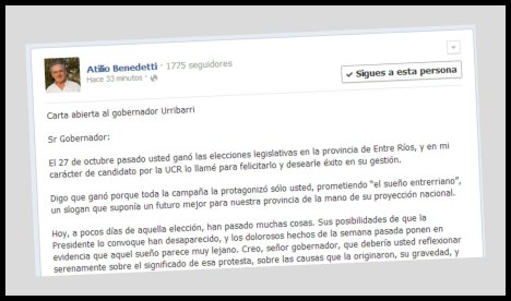 Benedetti no quiere modificar los impuestos como propone la CTA