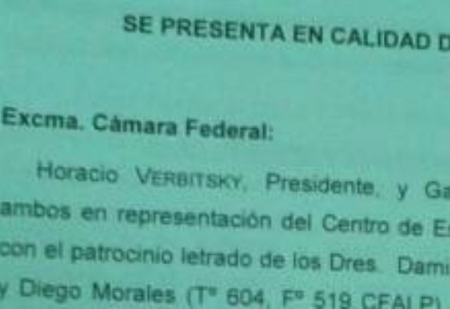 Verbitsky y el CELS se presentaron como Amicus Curiae en la Cámara Federal de Paraná