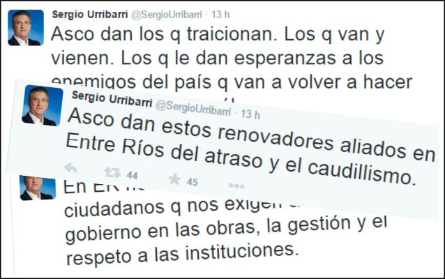 Urribarri con la mirada sobre Massa: “Asco dan los que traicionan”