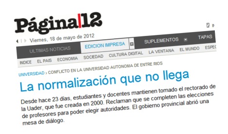 La normalización de Uader es tema nacional: lo difundió Página/12