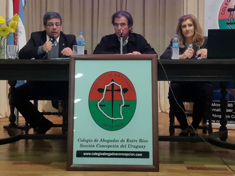 Castrillón, Rosario Romero y Marciano Martínez en foro de abogados en Concepción